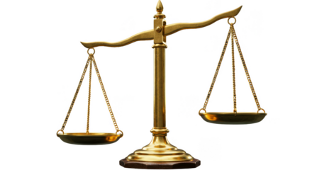 Golden Justice Scales Illustration Isolated on Transparent Background