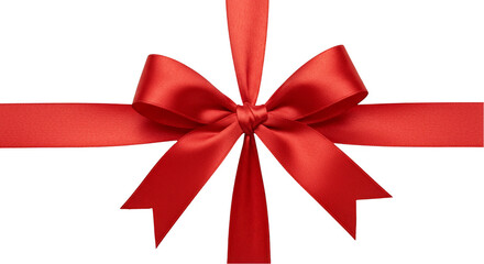 Red Ribbon Bow Gift Illustration Isolated On Transparent Background
