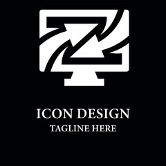 Computer recycle process icon logo design