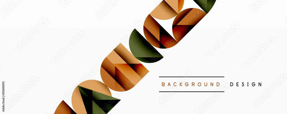 Fototapete Abstract geometric shapes overlap, creating dynamic visual texture. Minimalist design features warm color palette, clean lines.