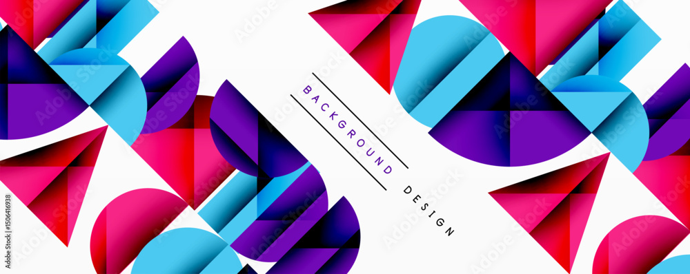 Aufkleber Abstract geometric shapes, vibrant colors, dynamic composition. Modern design elements create visually striking background.