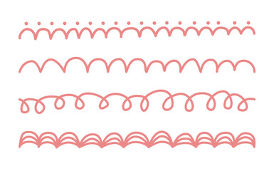 Four hand-drawn decorative line borders