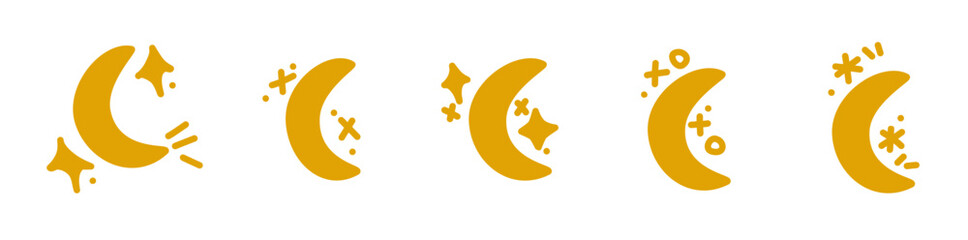 Golden moons and stars set design elements