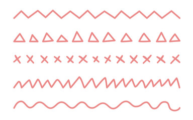 Set of hand drawn doodle line borders