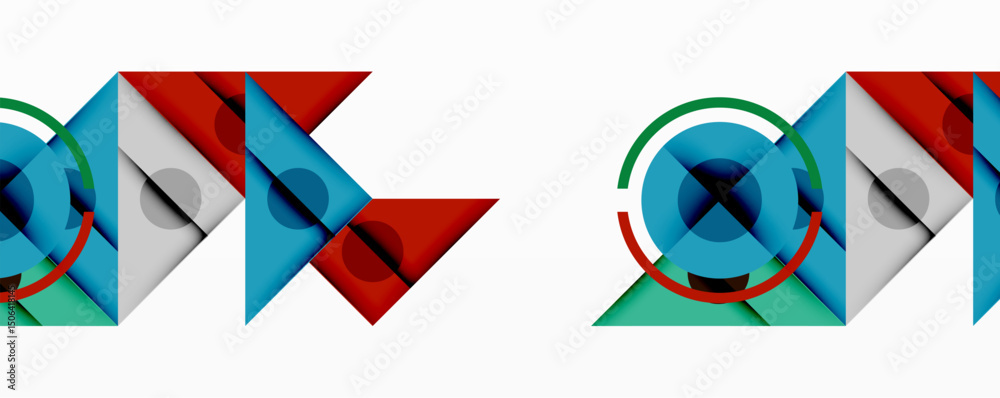 Poster abstract geometric shapes, vibrant colors, repeating pattern. clean design, modern aesthetic, minima