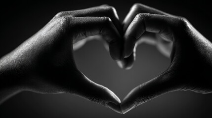 Fototapeta premium Hands forming a heart shape symbolizing love and care, close-up view with soft lighting, warm emotion and connection concept, isolated on plain background, romantic and positive gesture.