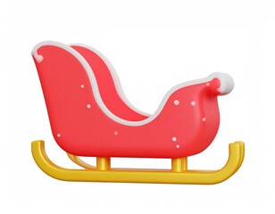 Charming Red Santa Sleigh: Festive 3D Render with Whimsical Detail