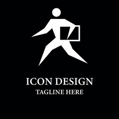 Man Running Holding Office Papers Icon