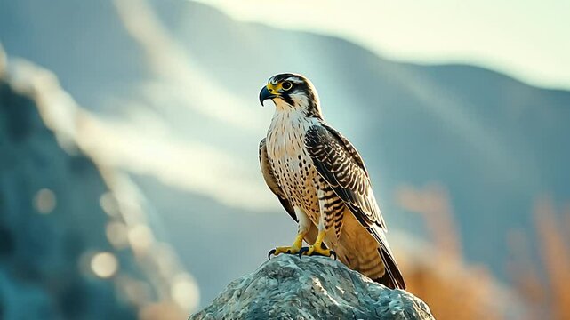 Majestic Peregrine Falcon on Mountain Rock