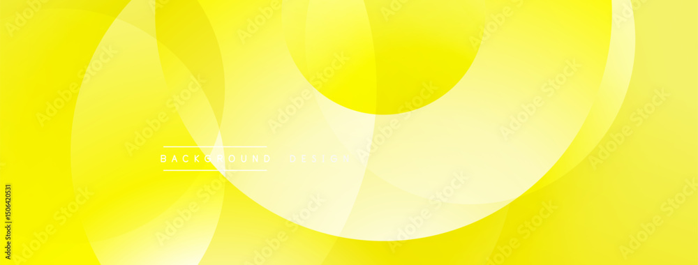 Poster Bright yellow abstract background. Overlapping circles create dynamic visual effect. Simple text reads background design. Modern, clean aesthetic.