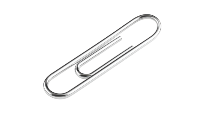 Shiny Metal Paper Clip Isolated on Transparent Background