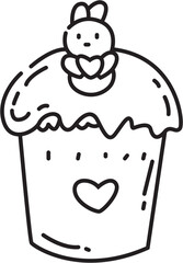 Whimsical cupcake illustration in a playful style for dessert occasion and spring