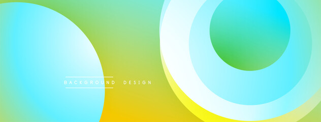 Abstract colorful background. Overlapping circles create vibrant gradients, yellow, green, blue hues. Modern design element.