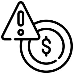 money alert exclamation warning transaction simple line icon