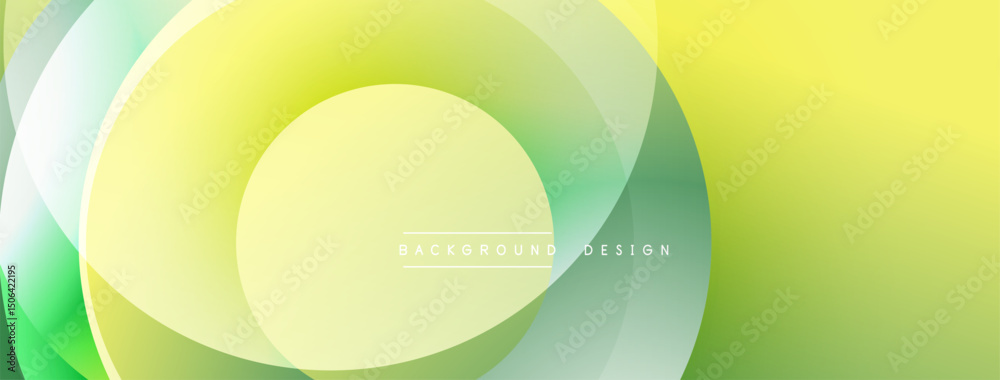 Poster Abstract background features overlapping circles. Yellow, green hues create smooth gradient effect. Modern design element.