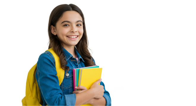 Happy Young Student Holding Books And Smiling Isolated on Transparent Background Photo - Powered by Adobe