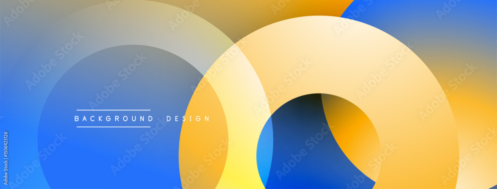 Aufkleber abstract design features overlapping circles. colors include yellow, blue, orange gradients. modern 
