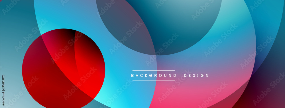 Poster abstract fluid shapes overlap. blue, pink, red gradients create dynamic visual effect. modern design