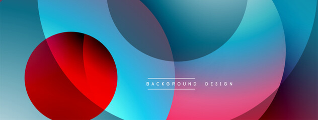 Abstract fluid shapes overlap. Blue, pink, red gradients create dynamic visual effect. Modern design for backgrounds, presentations.