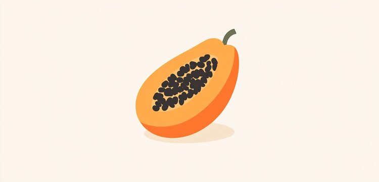 orange papaya fruit slice, black seeds clip art preview