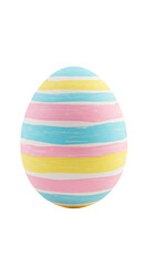 Striped Easter Egg Isolated On Transparent Background Illustration In Pastel Colors