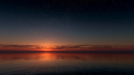 Serene Twilight Calm Water Reflecting Sunset Hues