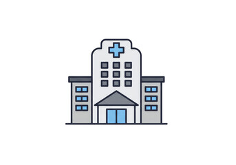Fototapeta premium Hospital Building Pixel Art for Healthcare Medical and Emergency Services