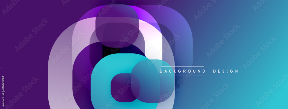 Aufkleber Abstract layered shapes create vibrant gradient effect. Modern design, suitable for backgrounds, presentations. Purple, blue hues dominate composition.
