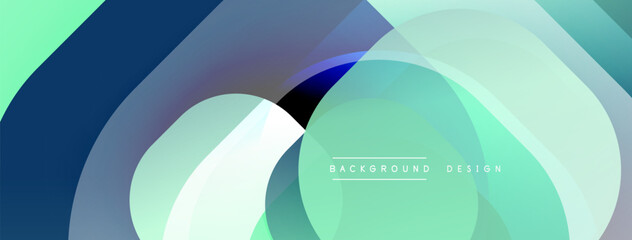 Abstract fluid shapes overlap, creating dynamic colorful background. Soft gradients suggest movement, depth. Modern design element.