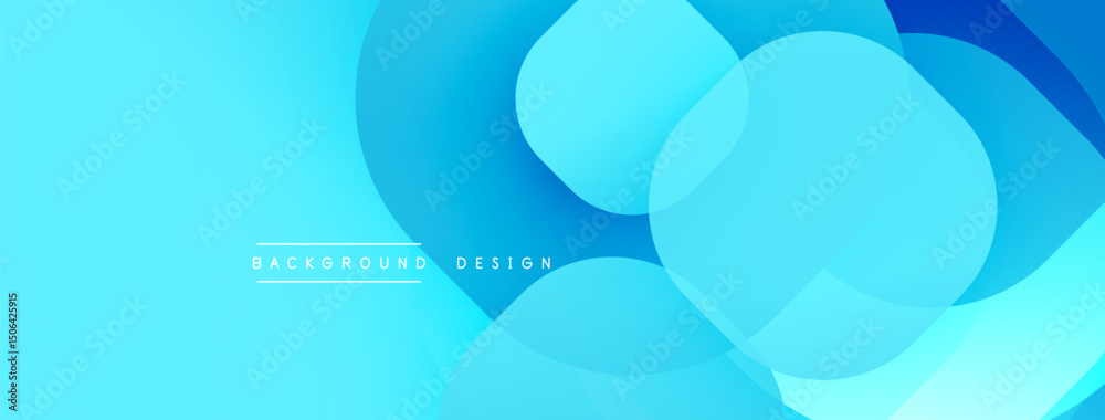 Poster Abstract blue background. Overlapping circles create dynamic visual effect. Modern design suitable for banners, presentations. Smooth gradients present.