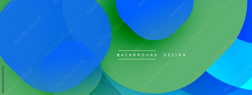Leinwandbilder Abstract background features overlapping circles. Blue, green hues blend creating dynamic visual effect. Minimalist design, modern aesthetic.