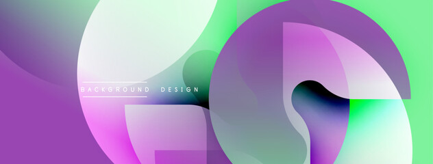 Abstract fluid shapes overlap. Gradient colors blendpurple, green, white. Modern design element for backgrounds, presentations. Minimalist aesthetic.