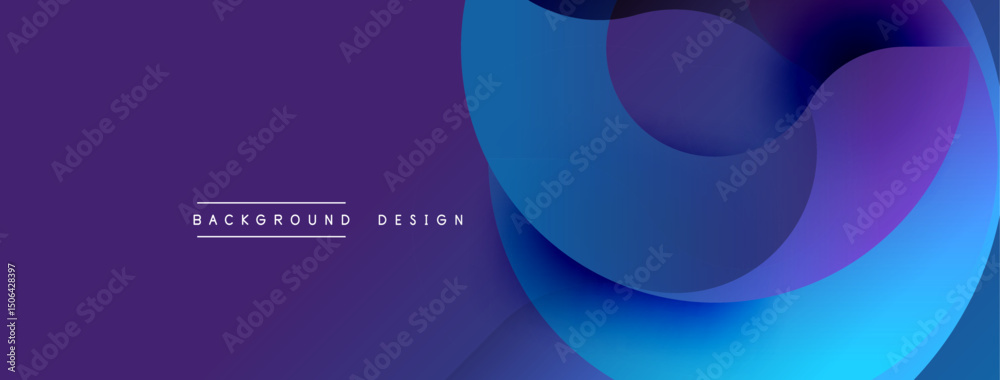 Poster abstract fluid shapes overlap, creating vibrant purple, blue gradients. modern design element for ba