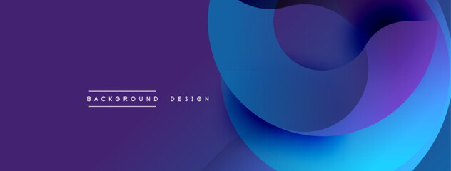 Abstract fluid shapes overlap, creating vibrant purple, blue gradients. Modern design element for backgrounds, presentations.