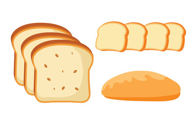Flat bread, toasted bread vector icon illustration