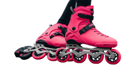 Inline Skates with Pink Wheels Isolated Transparent Background PNG
