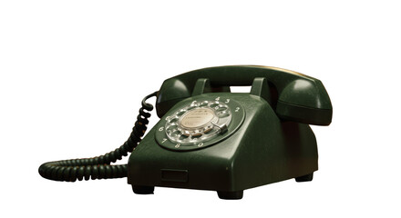 Isolated 3D Illustration of a Green Vintage Telephone Against Black