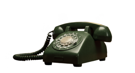 Isolated 3D Illustration of a Green Vintage Telephone Against Black
