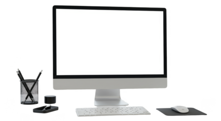 Isolated 3D Illustration of a Modern Desktop Computer with White Screen