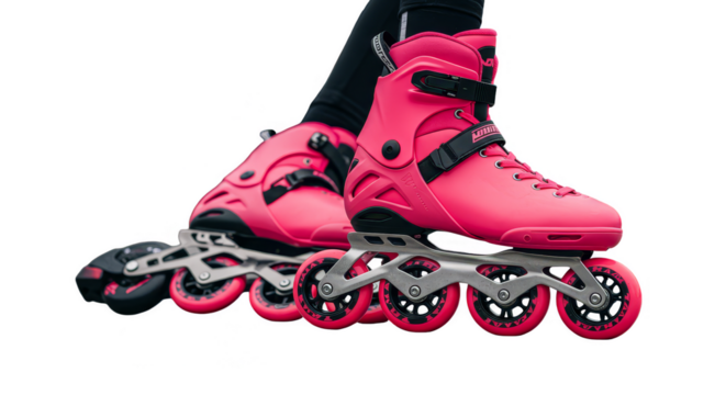 Inline Skates with Pink Wheels Isolated Transparent Background PNG