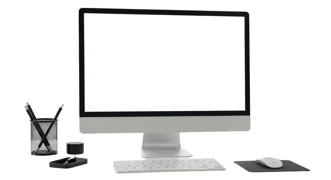 Isolated 3D Illustration of a Modern Desktop Computer with White Screen