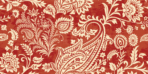 Ethnic Motifs Ikat floral paisley embroidery floral. ikat Saree Sarong oriental pattern traditional.Ikat embroidery style abstract embroidery design for texture,fabric,clothing,wrapping,decoration © Thitichot