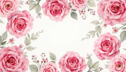 Delicate watercolor roses repeat, forming a soft, romantic floral pattern , watercolor, illustration, pattern