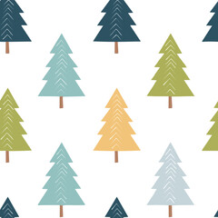 Obraz premium Colorful Evergreen Trees Pattern