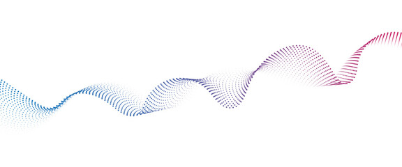 Flowing Dot Wave halftone gradient pattern on transparent background	