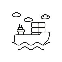 Cargo Ship Icon vector stock illustration