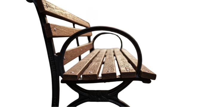 Isolated Bench Outdoor Furniture Wooden Seat for Relaxation PNG