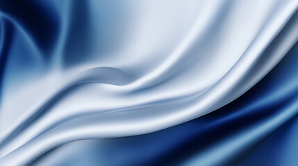 Fototapeta premium Close-up of smooth blue satin fabric with soft, flowing folds and a shiny, luxurious texture.