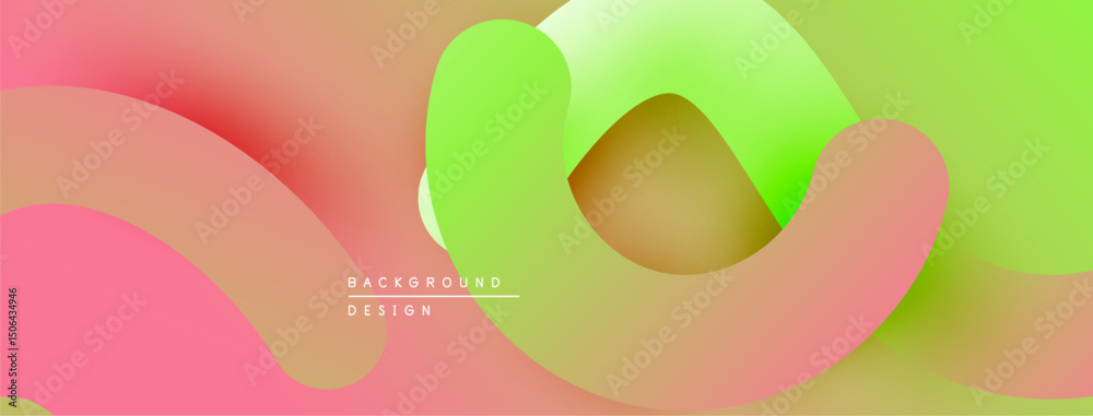 Poster Abstract fluid shapes, vibrant colors blend. Gradient transitions create dynamic visual effect. Modern design element for backgrounds.