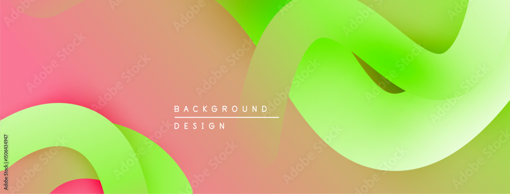 Aufkleber Abstract fluid shapes, vibrant colors blend. Soft gradients create modern background design. Smooth curves, dynamic composition.
